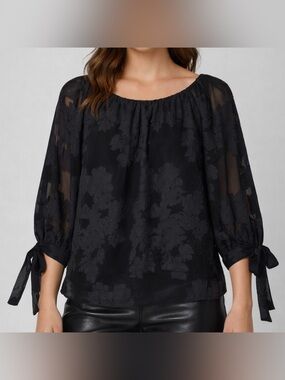 Wilfred Aritzia Calypso Small Black Floral blouse Dark Romantic Fairy Goth